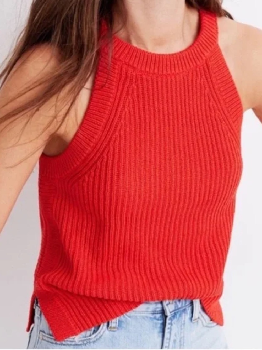 Madewell Vibrant Red/ Orange Ribbed Sweater Tank